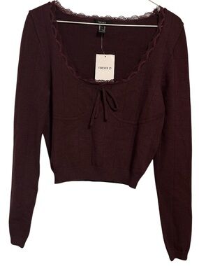 Forever 21 Merlot Cropped Sweater